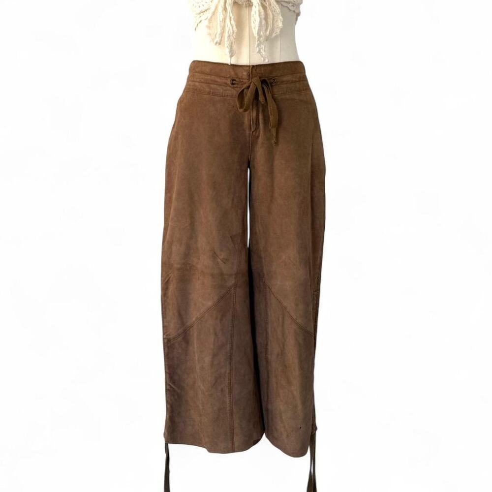 FREE PEOPLE SUEDE WIDE LEG CAPRIS
